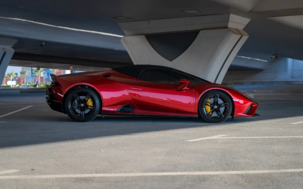  Maroon Lamborghini Huracan Evo Spyder Photo 5